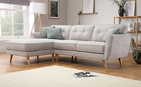 Harlow L-Shape Corner Sofa, Left-Hand Facing, Dove Grey Classic Plush Fabric