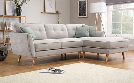 Harlow L-Shape Corner Sofa, Right-Hand Facing, Dove Grey Classic Plush Fabric