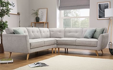 Harlow Corner Sofa, Dove Grey Classic Plush Fabric