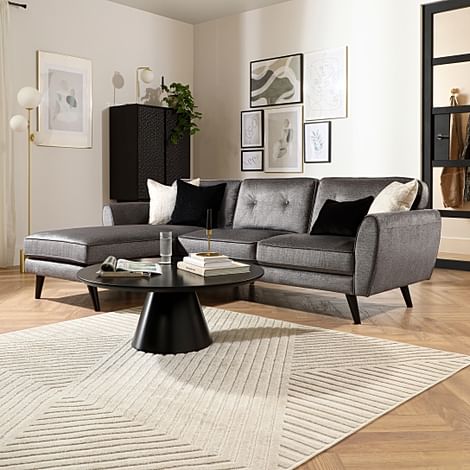 Harlow L-Shape Corner Sofa, Left Hand Facing, Grey Aura Velvet