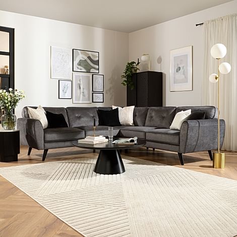 Harlow Corner Sofa, Grey Aura Velvet
