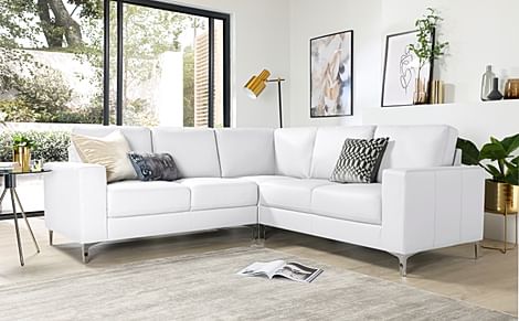 Baltimore Corner Sofa, White Premium Faux Leather