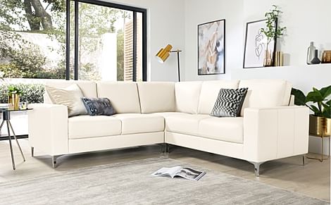 Baltimore Corner Sofa, Ivory Premium Faux Leather