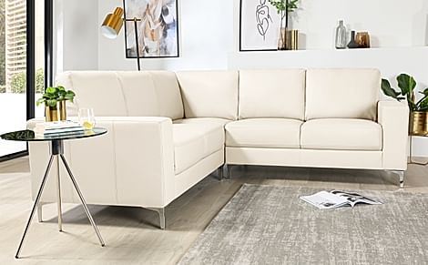 Baltimore Corner Sofa Ivory Premium Faux Leather Only 1099.99