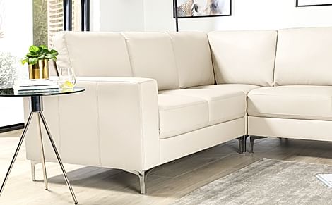 Baltimore Corner Sofa Ivory Premium Faux Leather