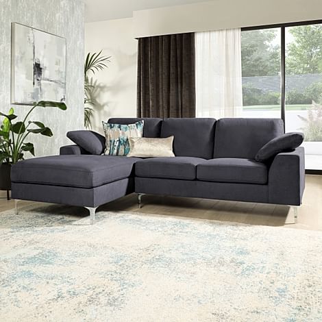 Valencia L-Shape Corner Sofa, Left-Hand Facing, Slate Grey Classic Plush Fabric