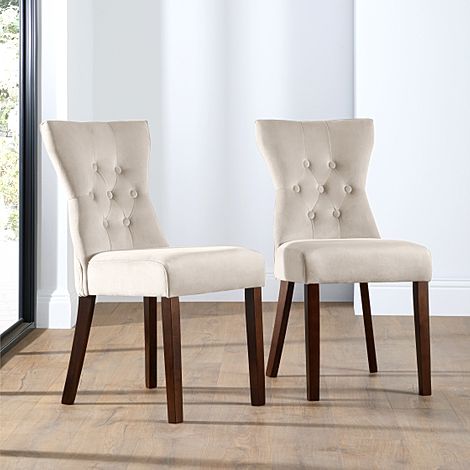 Bewley Dining Chair, Champagne Classic Velvet & Dark Solid Hardwood