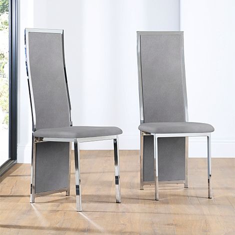Celeste Dining Chair, Grey Classic Velvet & Chrome
