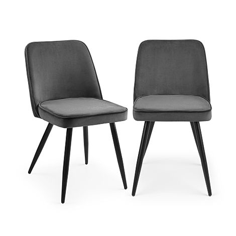 Riva Grey Velvet Dining Chair (Black Leg)