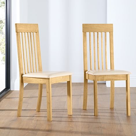 Oxford Oak Dining Chair (Ivory Leather Seat Pad)