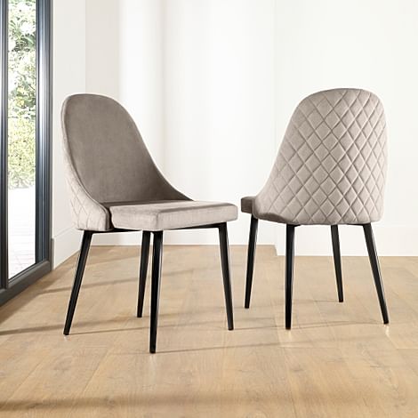 Ricco Dining Chair, Champagne Classic Velvet & Black Steel