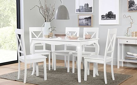 Clarendon Dining Table & 4 Kendal Chairs, White Wood, 120cm