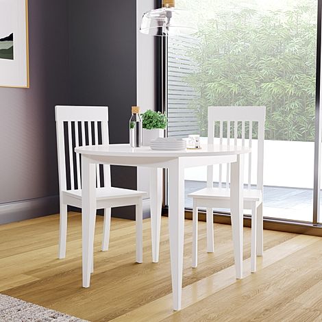 Finley Round White Dining Table with 2 Oxford Chairs