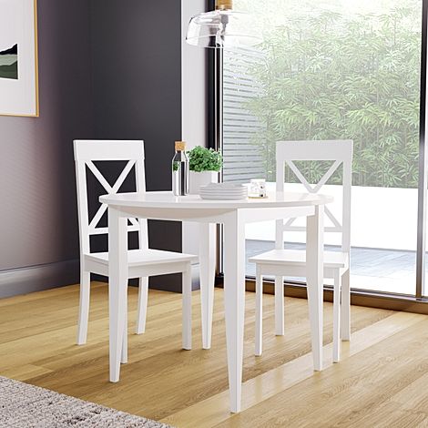 Finley Round White Dining Table with 2 Kendal Chairs