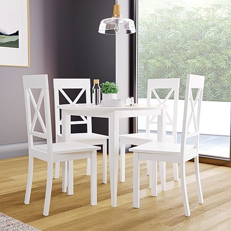 Finley Round White Dining Table with 4 Kendal Chairs