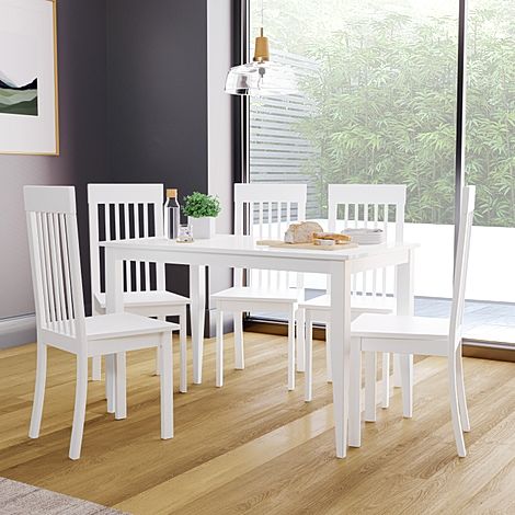 Finley White Dining Table with 4 Oxford Chairs