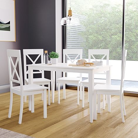 Finley White Dining Table with 4 Kendal Chairs