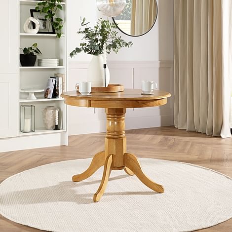 Kingston Round Dining Table, 90cm, Natural Oak Finished Solid Hardwood