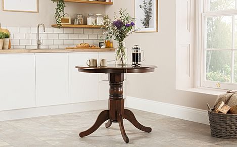 Kingston Round Dining Table, 90cm, Dark Solid Hardwood