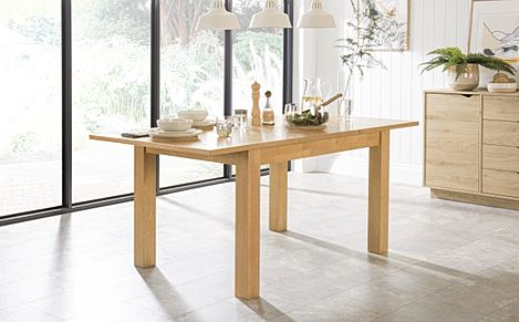 Hamilton Extending Dining Table, 120-170cm, Natural Oak Veneer & Solid Hardwood