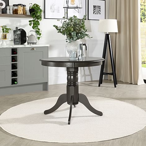 Kingston Round Dining Table, 90cm, Grey Solid Hardwood