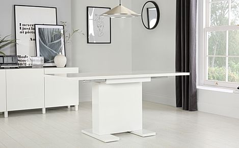 Osaka Extending Dining Table, 120-160cm, White High Gloss