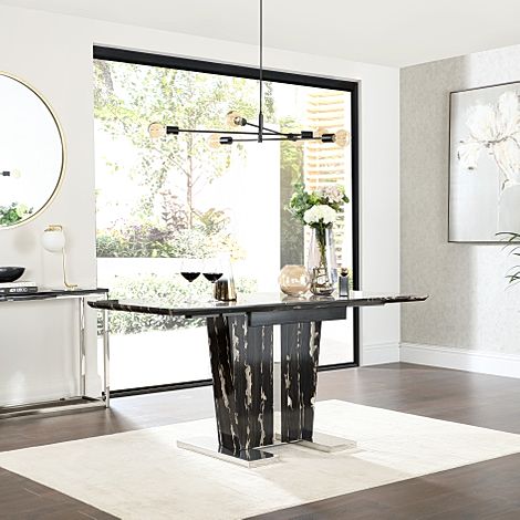 Vienna Black Marble 120-160cm Extending Dining Table