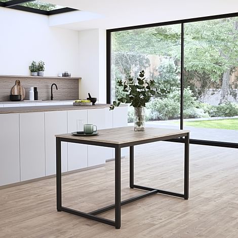 Avenue Industrial Dining Table, 120cm, Natural Oak Effect & Black Steel