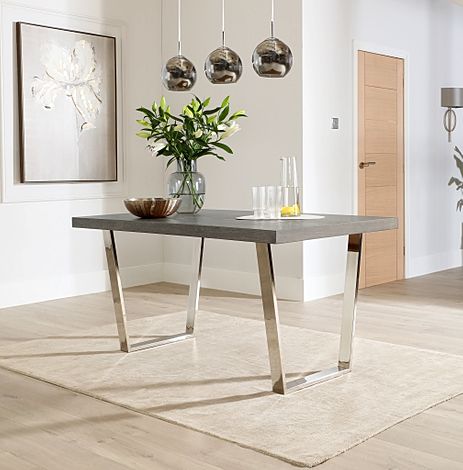 Milento Grey Wood and Chrome 150cm Dining Table