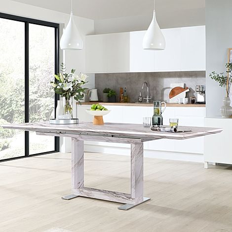 Tokyo Extending Dining Table, 160-220cm, Grey Marble Effect