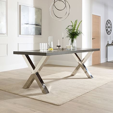 Carrera Grey Wood and Chrome 200cm Dining Table