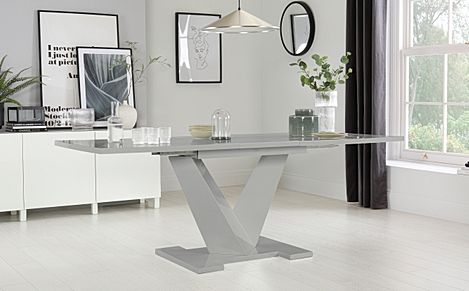 Turin Grey High Gloss 160-200cm Extending Dining Table