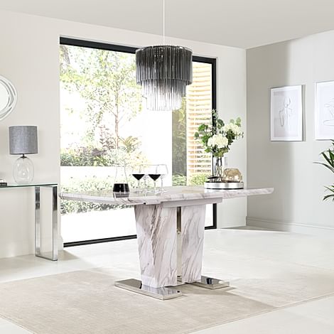 Vienna Extending Dining Table, 120-160cm, Grey Marble Effect