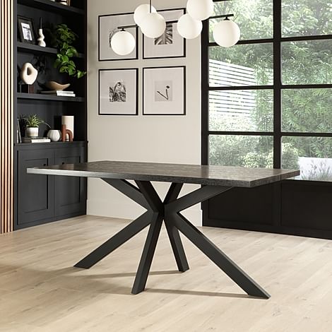 Madison Dining Table, 160cm, Black Oak Effect & Black Steel