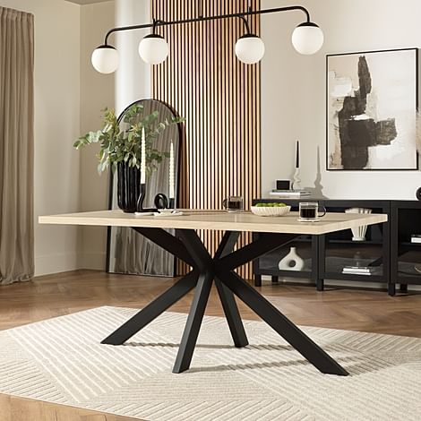 Madison Dining Table, 160cm, Light Oak Effect & Black Steel