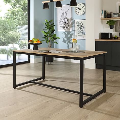 Avenue Dining Table, 160cm, Natural Oak Effect & Black Steel