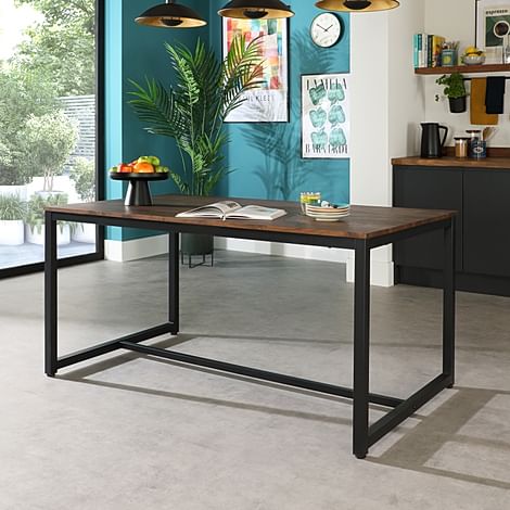 Avenue Industrial Dining Table, 160cm, Walnut Effect & Black Steel