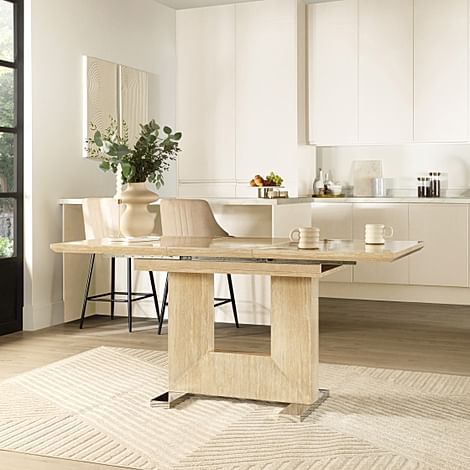 Florence Extending Dining Table, 120-160cm, Travertine Stone Effect