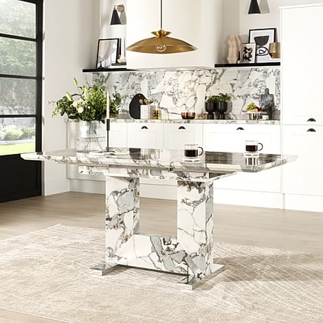 Florence Extending Dining Table, 120-160cm, Calacatta Viola Marble Effect