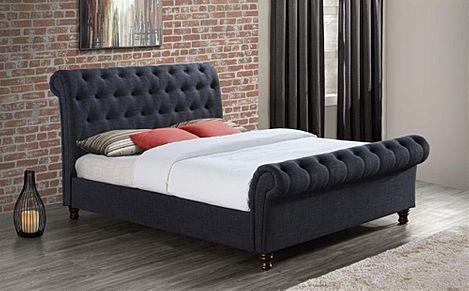 Castello Charcoal Fabric Super King Size Bed