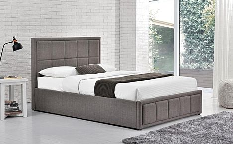 Hannover Grey Fabric Ottoman Double Bed