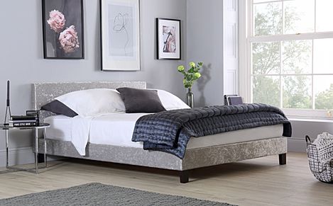Berlin Silver Crushed Velvet Double Bed