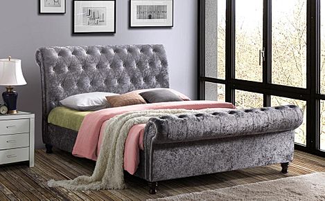 Castello Silver Crushed Velvet Double Bed