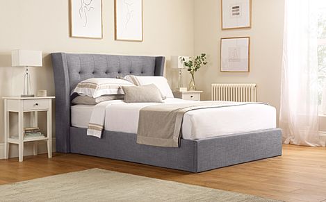 Kenley Grey Fabric Ottoman Double Bed