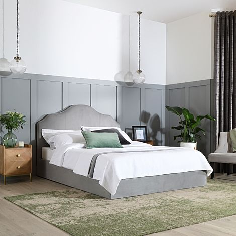 Florin Double Bed, Grey Classic Velvet