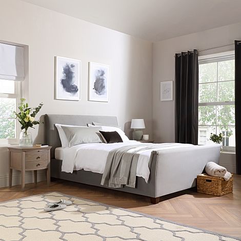 Fairmont King Size Ottoman Bed, Grey Classic Velvet