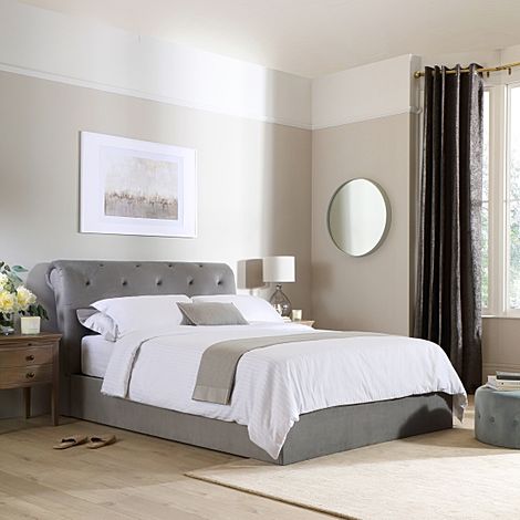 Alderley Double Chesterfield Bed, Grey Classic Velvet