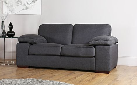 Cassie 2 Seater Sofa, Charcoal Classic Linen-Weave Fabric