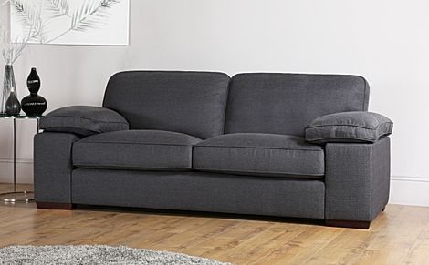 Cassie 3 Seater Sofa, Charcoal Classic Linen-Weave Fabric