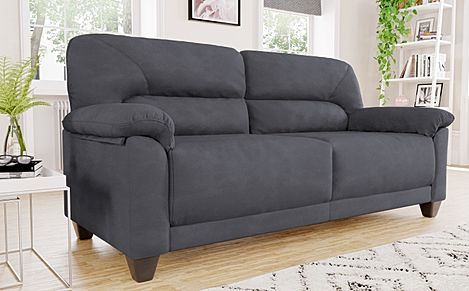 Austin Small Slate Grey Plush Fabric 3 Seater Sofa